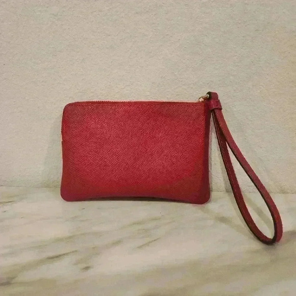 Coach Logo Red Corner Zip Wristlet with Gold Hardware - Picture 2 of 6